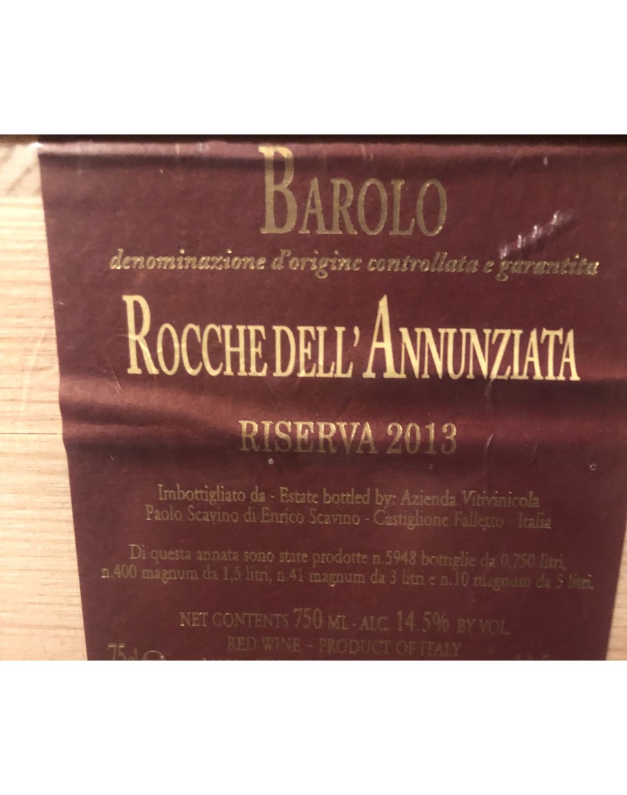 Paolo Scavino Barolo, Rocche dell'Annunziata Riserva 2013, confezione da 6